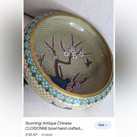 Cloisonné Bowl on Pedestal.  Antique.   Beautiful piece for display - Picture 5 of 8